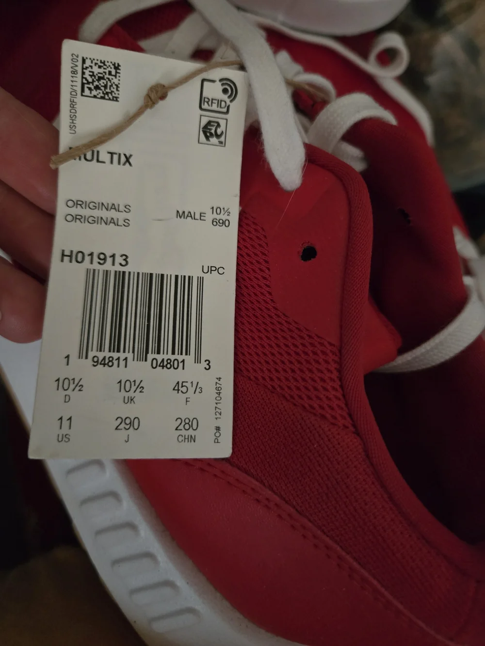 Adidas Red Athletic Sneakers with White Stripes